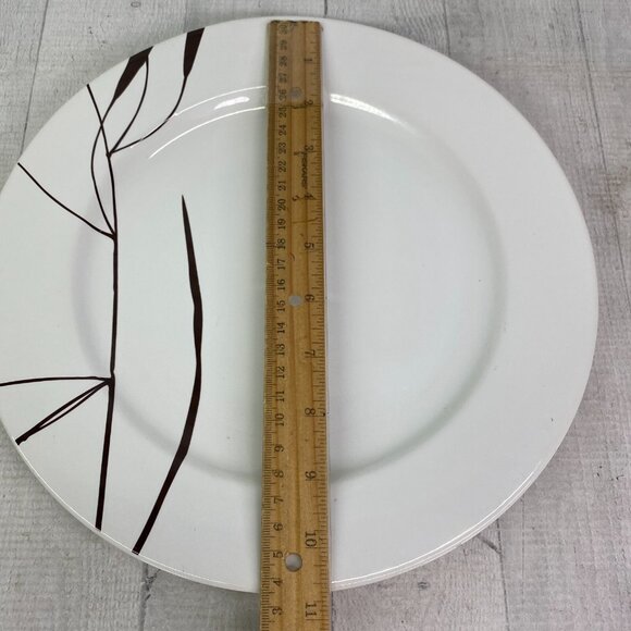 Home Target DUSK Brown Geometric Leaves White Stoneware 11" Dinner Plate Set 4 - Picture 11 of 16